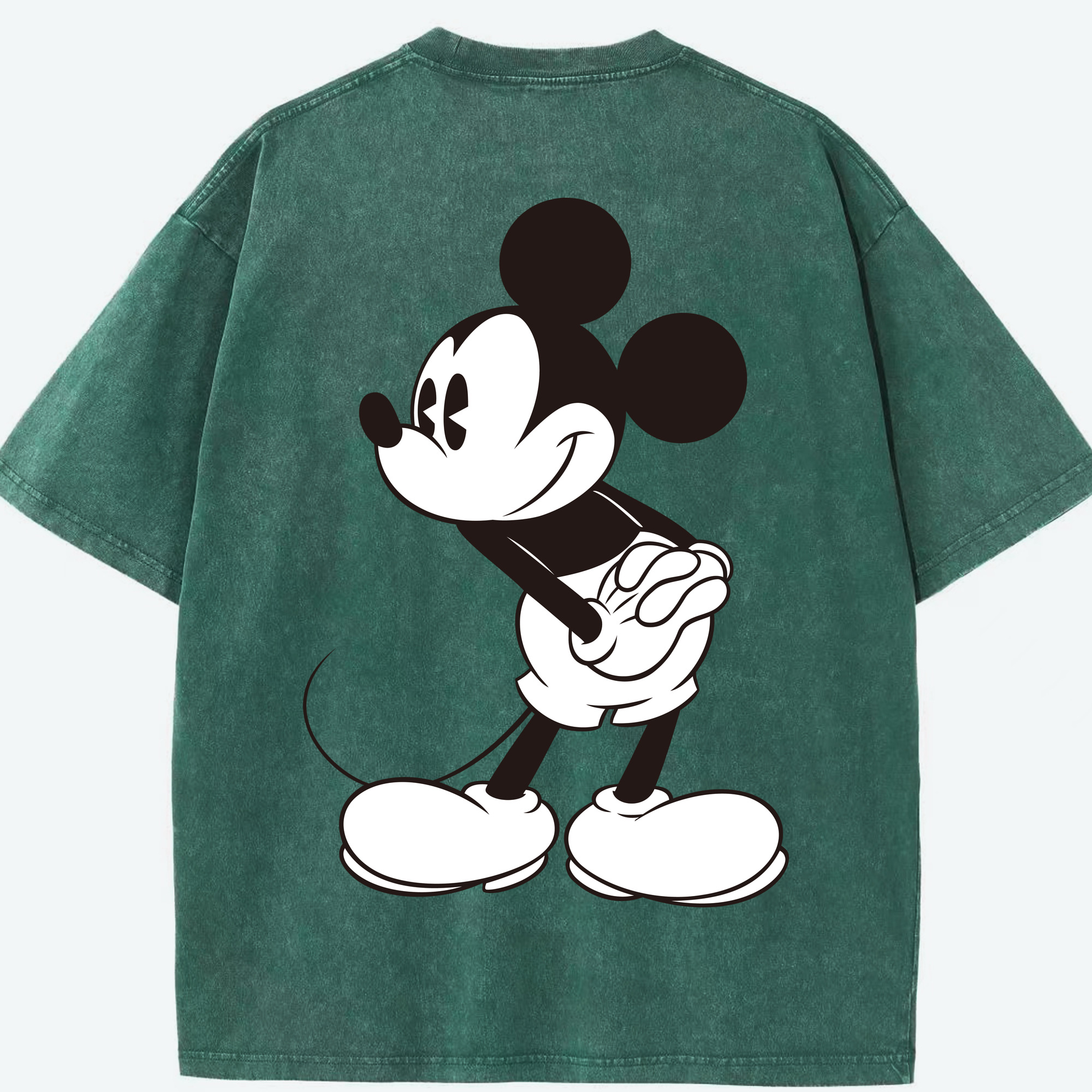 （画像用） ミッキーマウス Mickey Mouse 綿100% ヴィンテージ風 半袖Tシャツ（背面プリント）